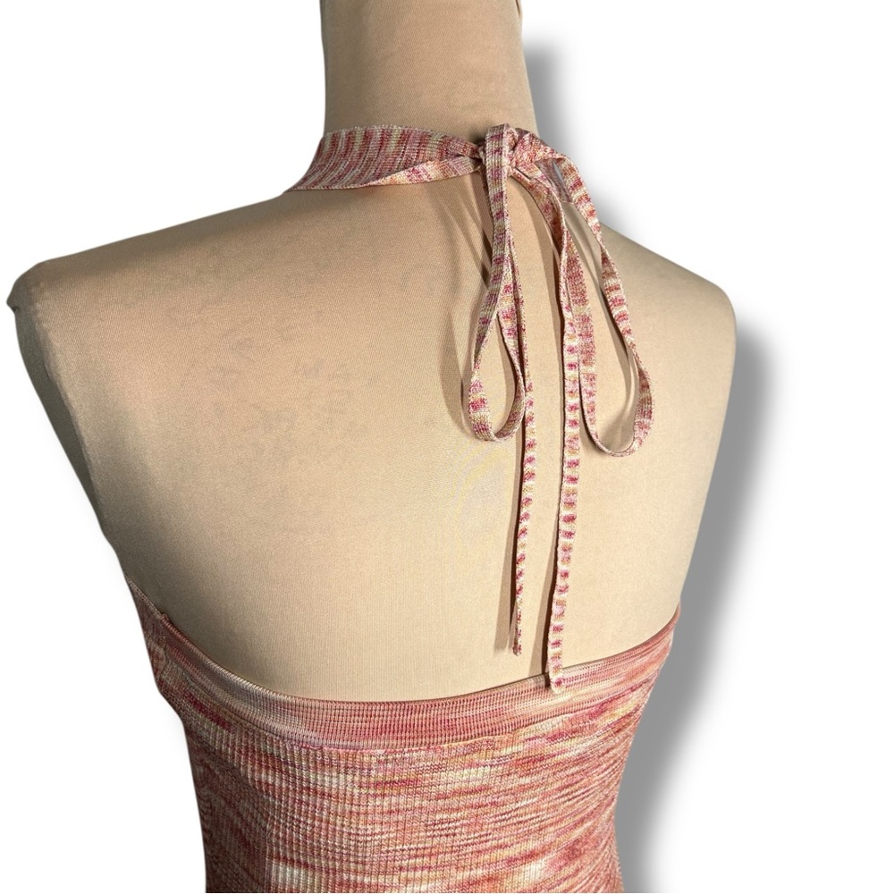 Orange Red Multi Color Knit Halter Top - Picture 4 of 6